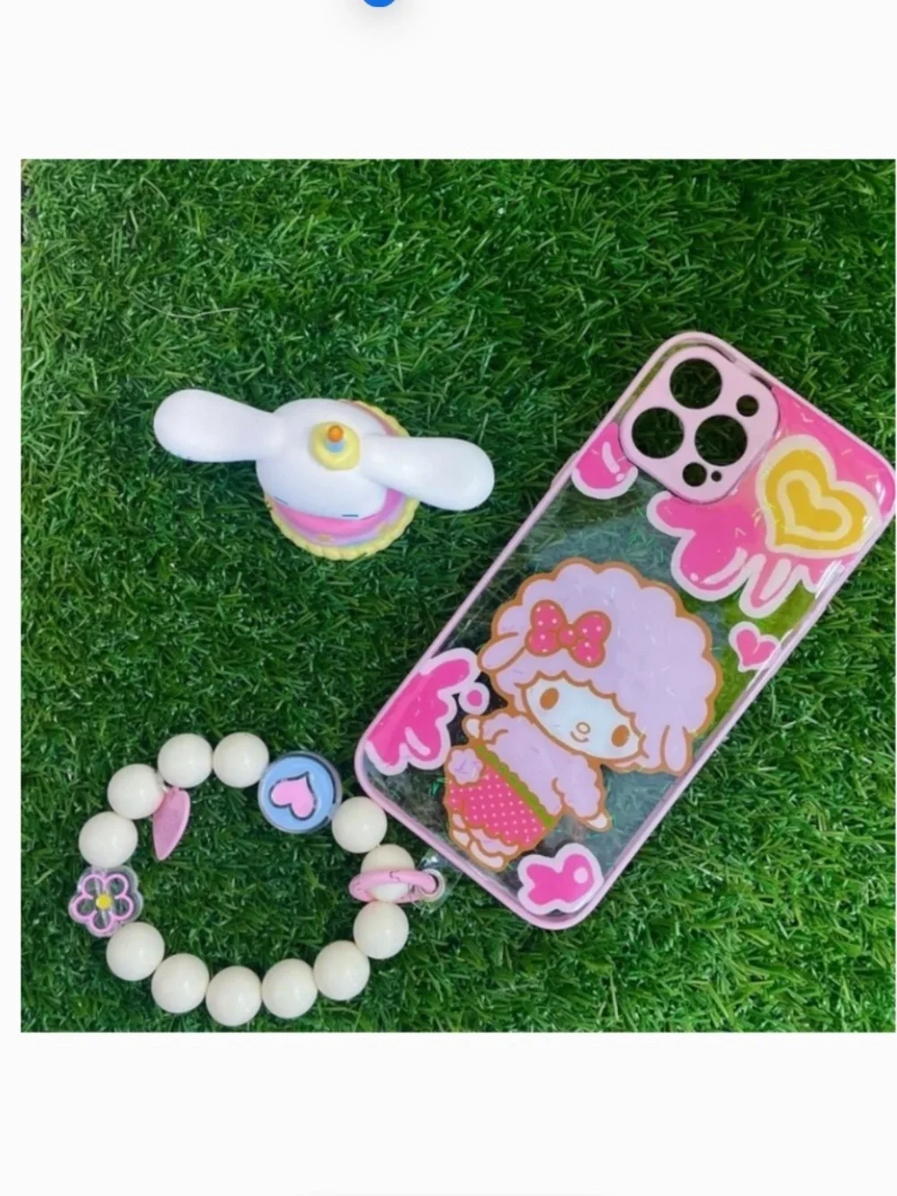 iPhone 12promax cartoon Case.Handmade cute case with free gift beads chain